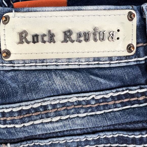 Rock Revival Women's Jeans Size 27 (4) Avery Straight Biker Moto Bling Crystal - Picture 13 of 16